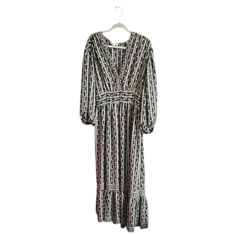 Max Studio Black and White Ruffled Tie Front Dress